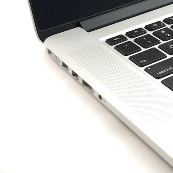 Plugging USB cable into laptop